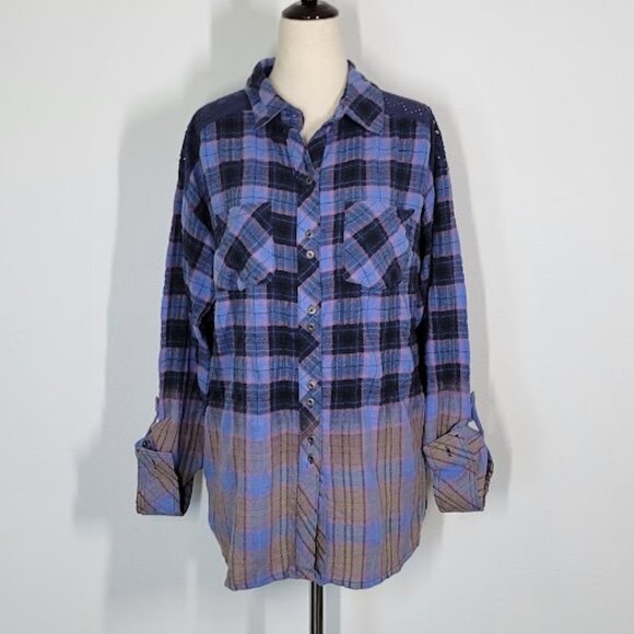 MISS ME  plaid washed button down shirt Sz S NEW - Picture 4 of 12